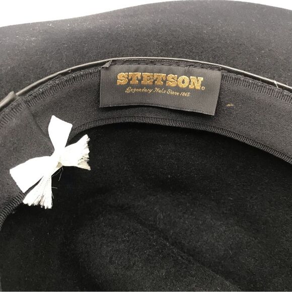 Stetson 100% Fur Felt Black Fedora Style Hat Wide Full Brim Womens Accessories - Picture 8 of 12
